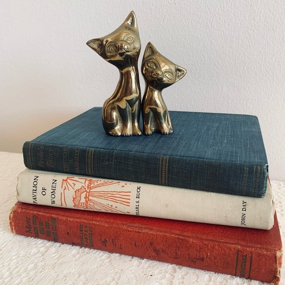 Prettiest Pair of Vintage MCM Brass Eye Lash Cats. 🐈‍⬛ - Picture 1 of 1